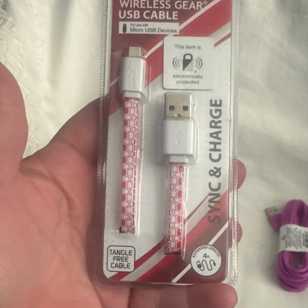 USB Charging Cable Set - Pink and Purple